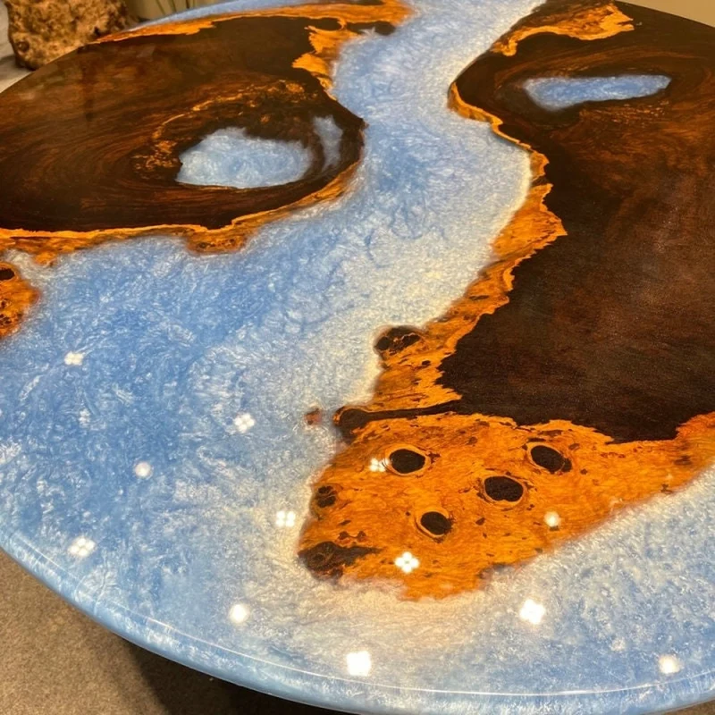 Custom Handmade Unique Ebony Resin Table