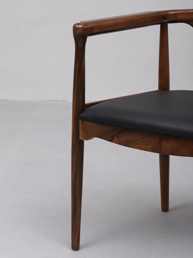 Illuminate Black Leather Padded Walnut Wood Chair