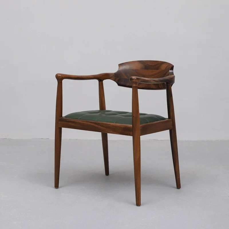 South American Walnut Vintage Danish Dining Chair with Leather