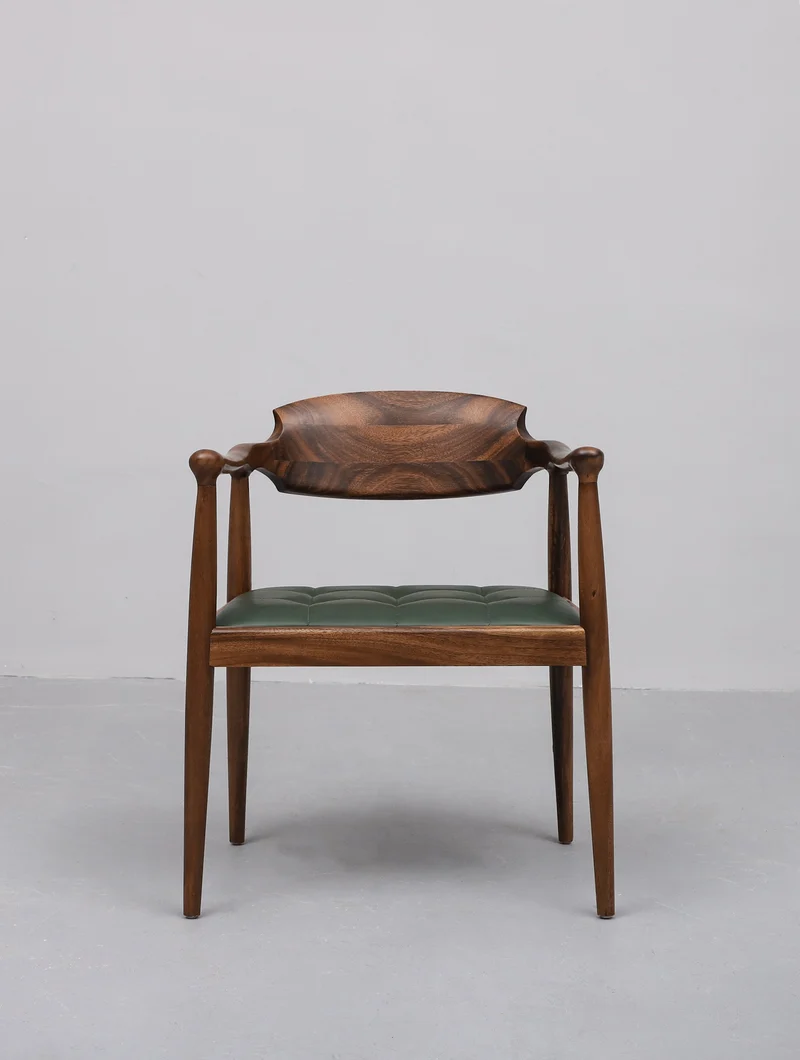 South American Walnut Vintage Danish Dining Chair with Leather