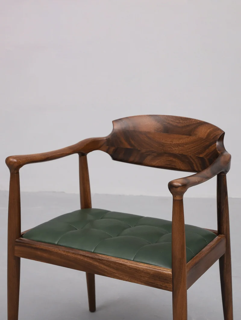 South American Walnut Vintage Danish Dining Chair with Leather
