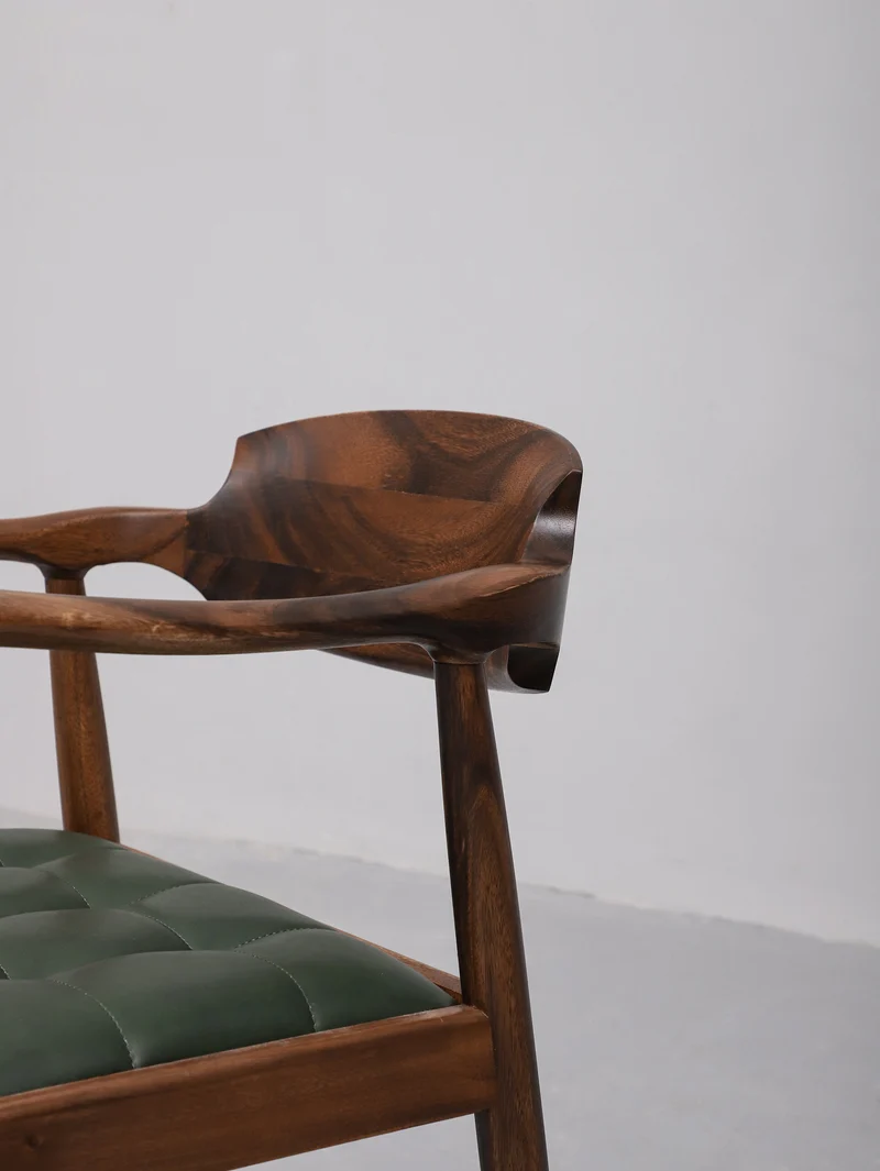 South American Walnut Vintage Danish Dining Chair with Leather