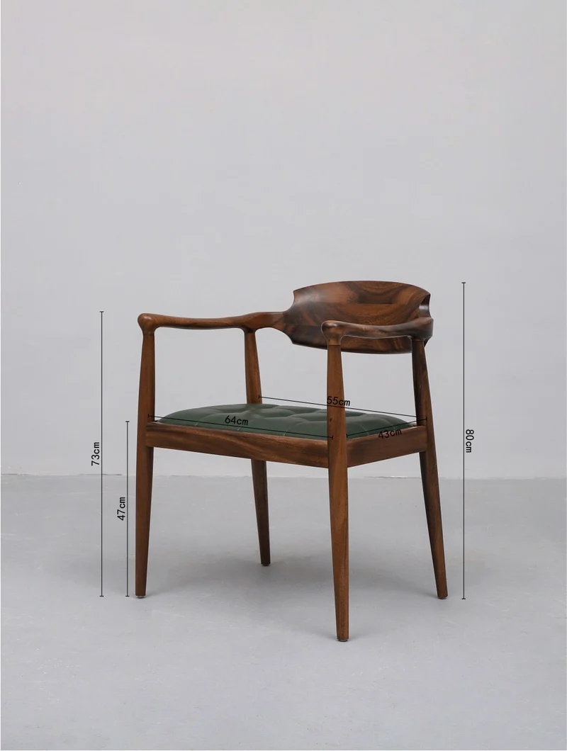 South American Walnut Vintage Danish Dining Chair with Leather