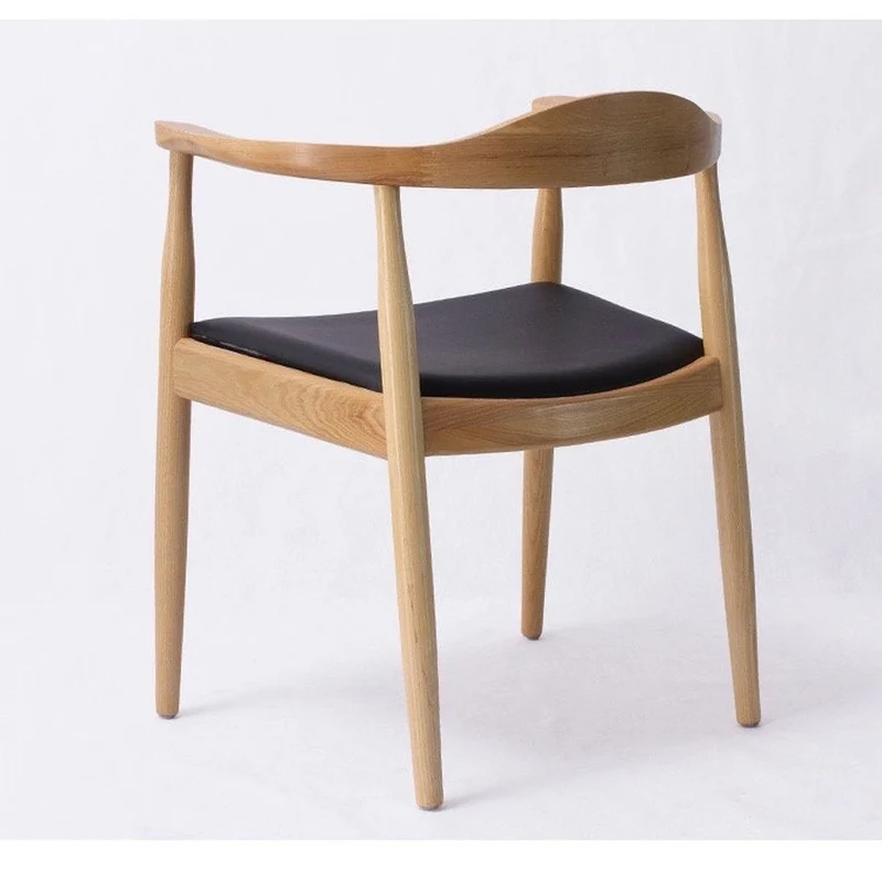 Mid Century Modern Leather Ash Wood Armchair