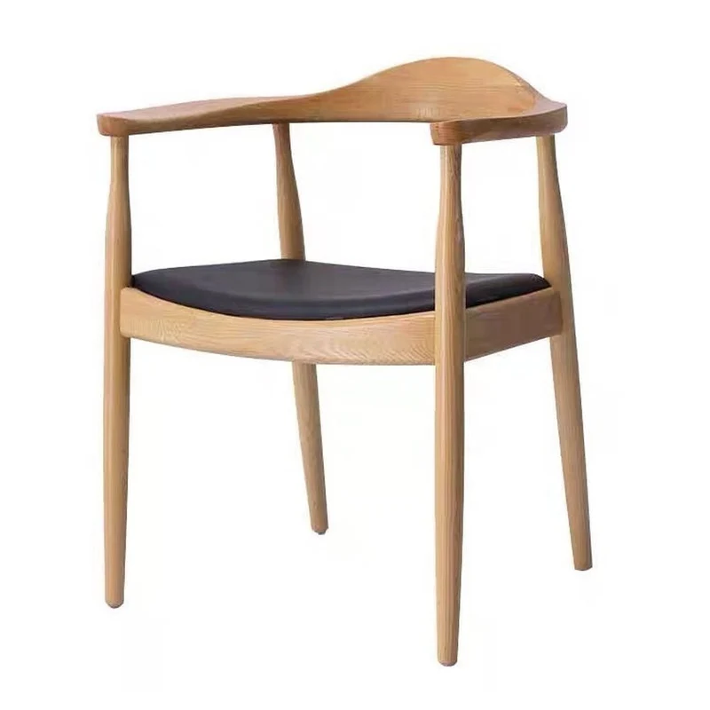 Mid Century Modern Leather Ash Wood Armchair