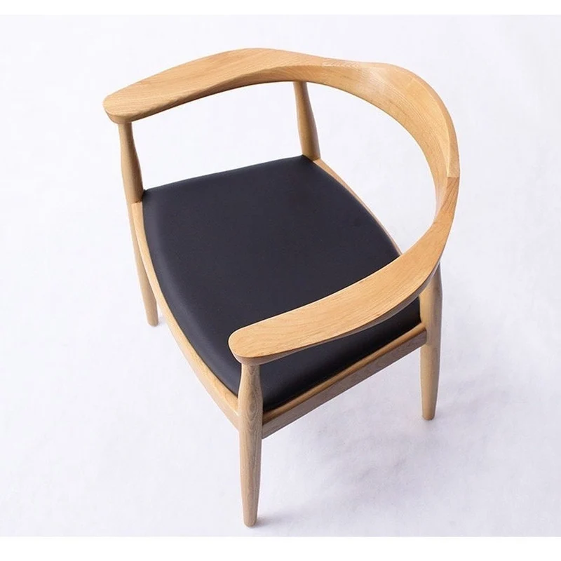 Mid Century Modern Leather Ash Wood Armchair