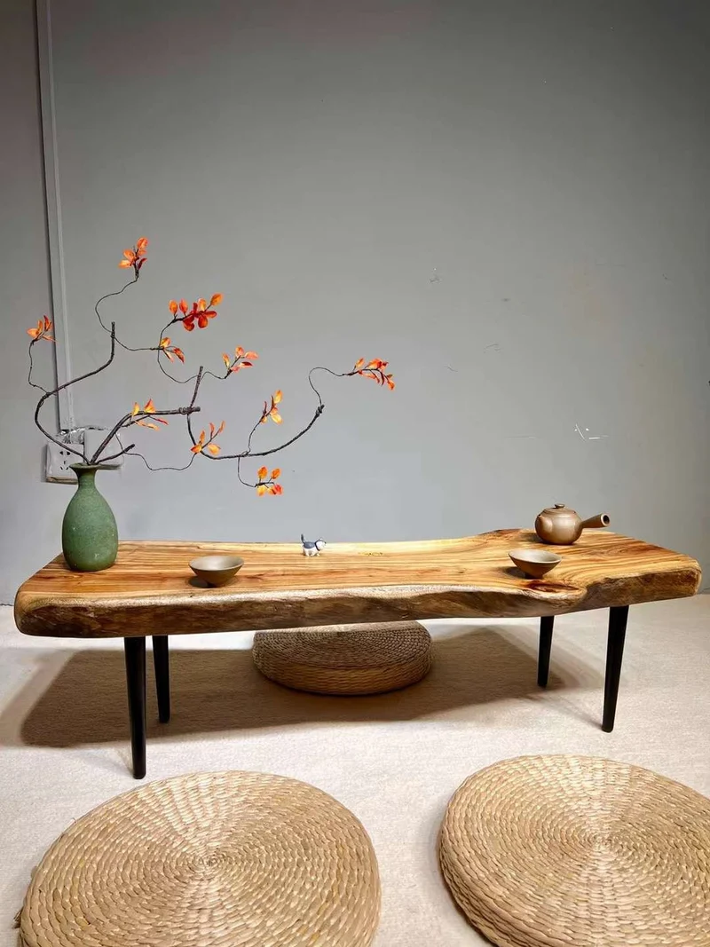 Japanese Style Live Edge Solid Wood Coffee Table