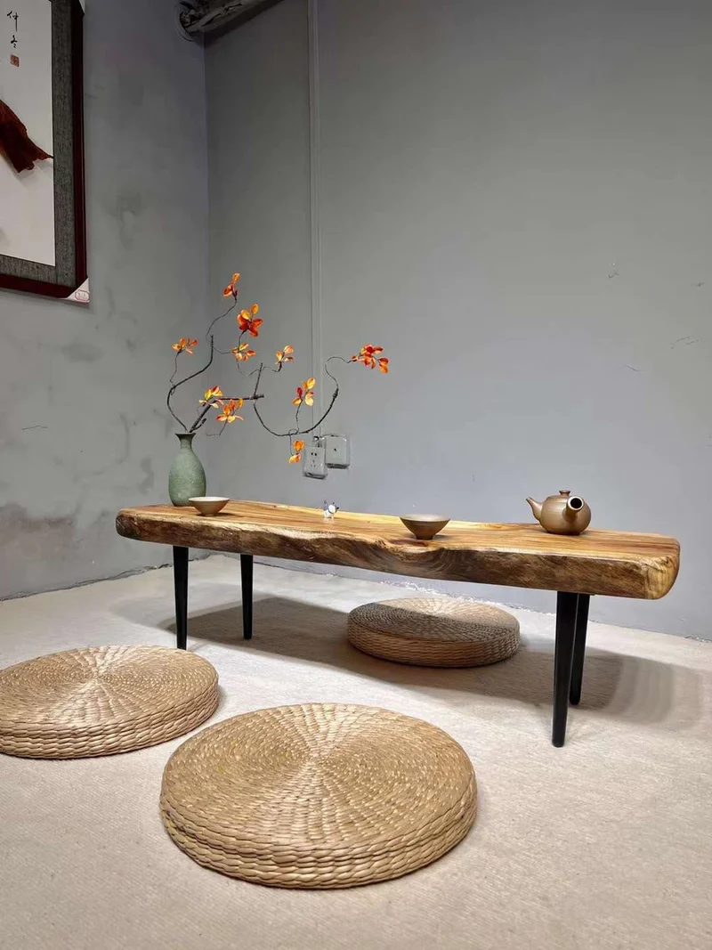 Japanese Style Live Edge Solid Wood Coffee Table