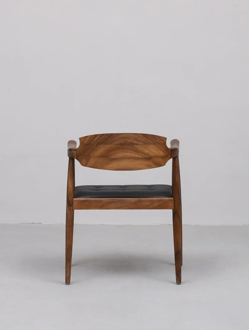Scandinavian Solid Wood Armchair with Leather