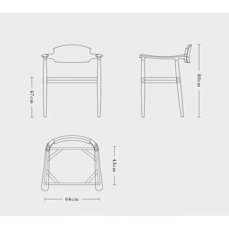 Scandinavian Solid Wood Armchair with Leather
