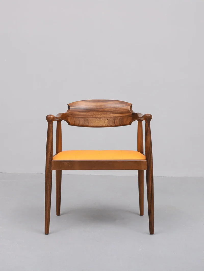 Leather South American Walnut Wood Chair