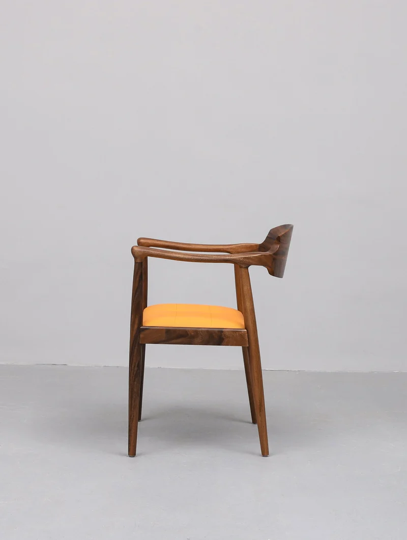 Leather South American Walnut Wood Chair
