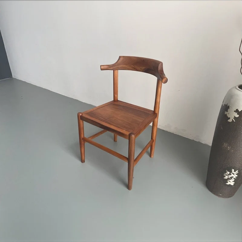 1950s Walnut Wood Cow Horn Dining Chair