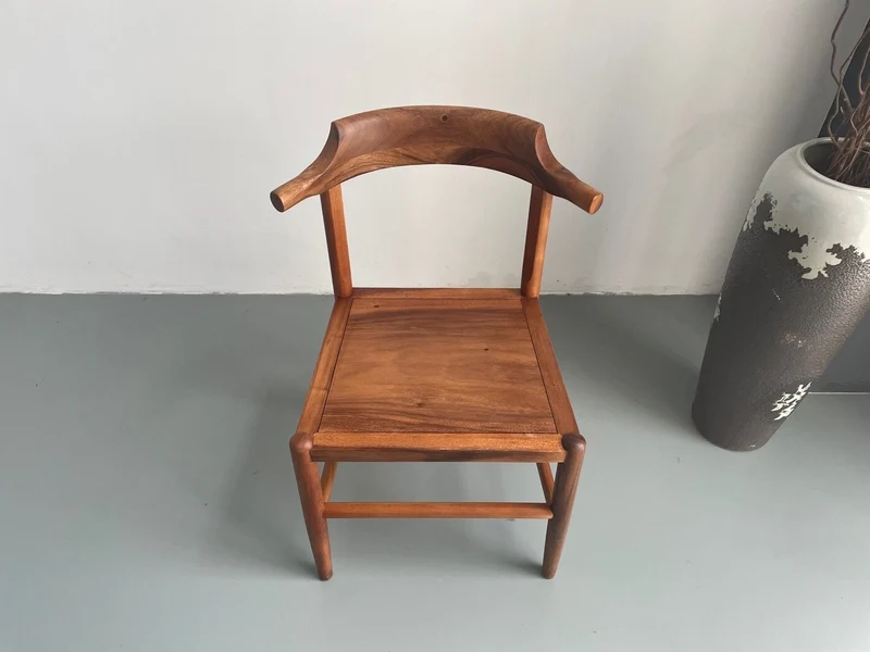 1950s Walnut Wood Cow Horn Dining Chair
