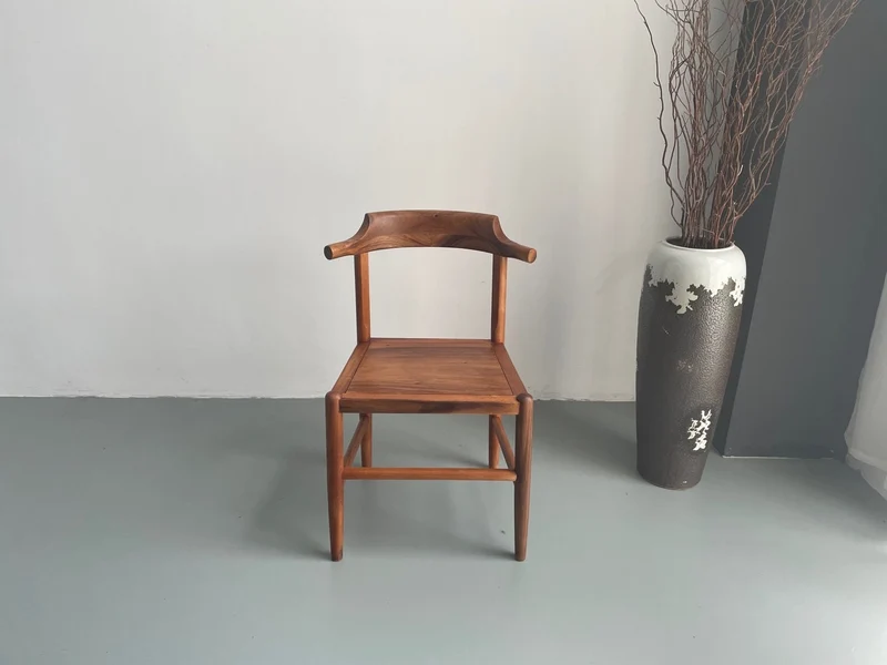 1950s Walnut Wood Cow Horn Dining Chair
