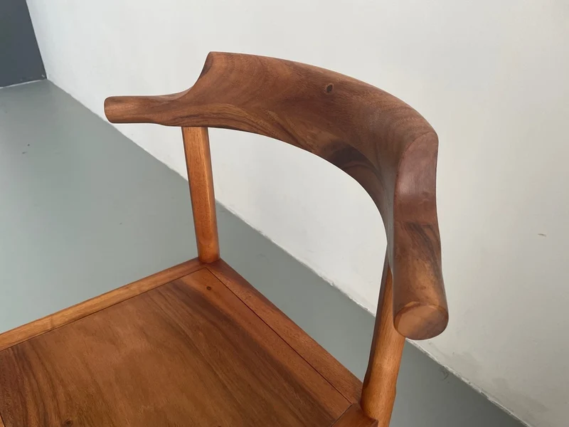1950s Walnut Wood Cow Horn Dining Chair