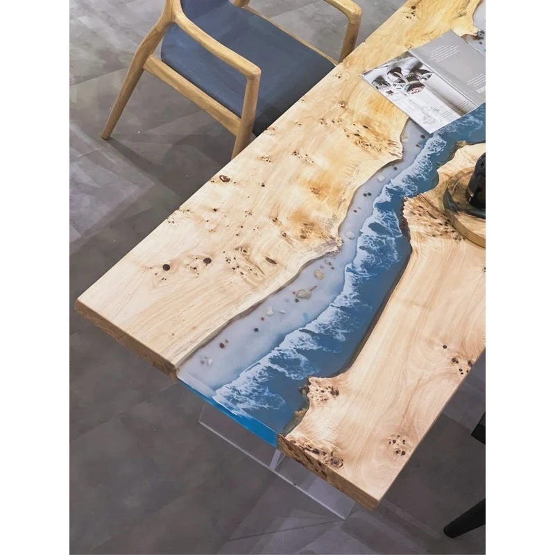 Blue Resin River Table - Custom Handmade Epoxy Table