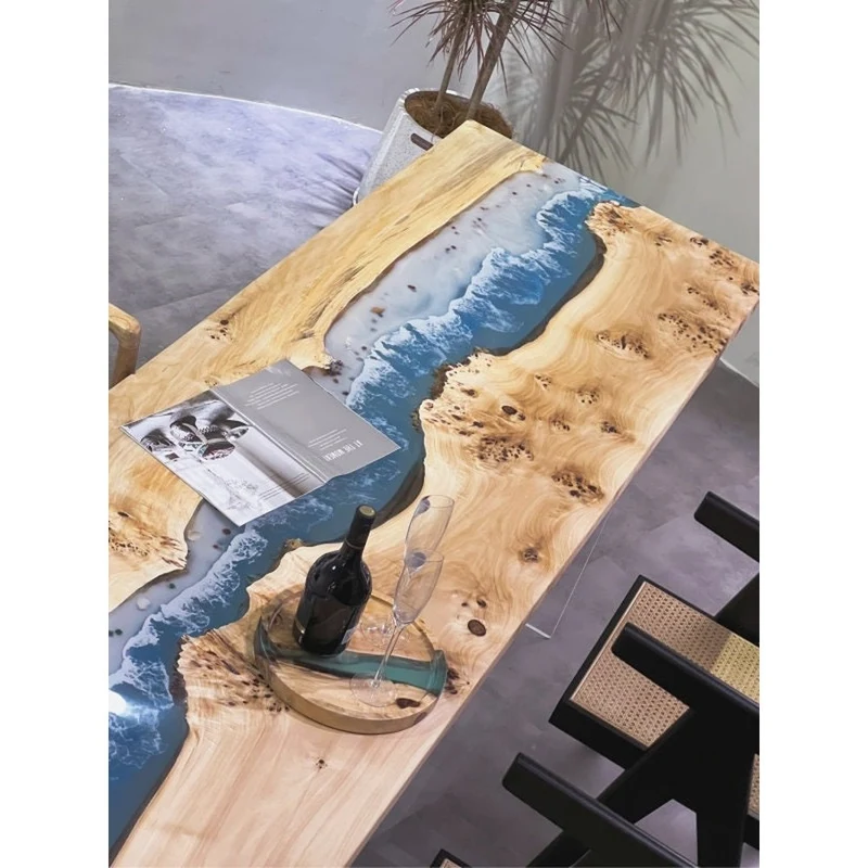 Blue Resin River Table - Custom Handmade Epoxy Table