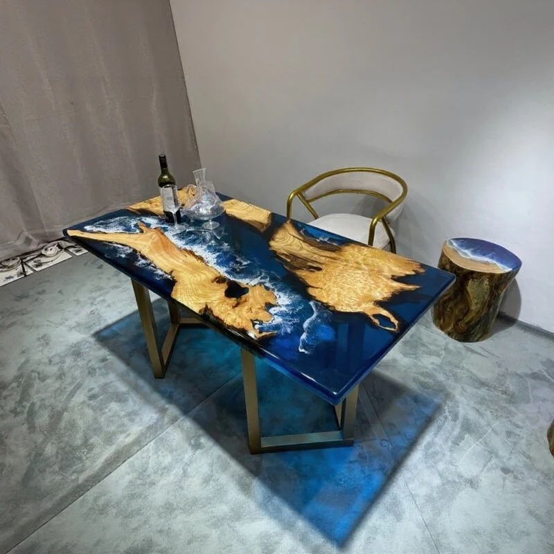 Elevate Solid Camphor Wood Ocean Resin Tabletop