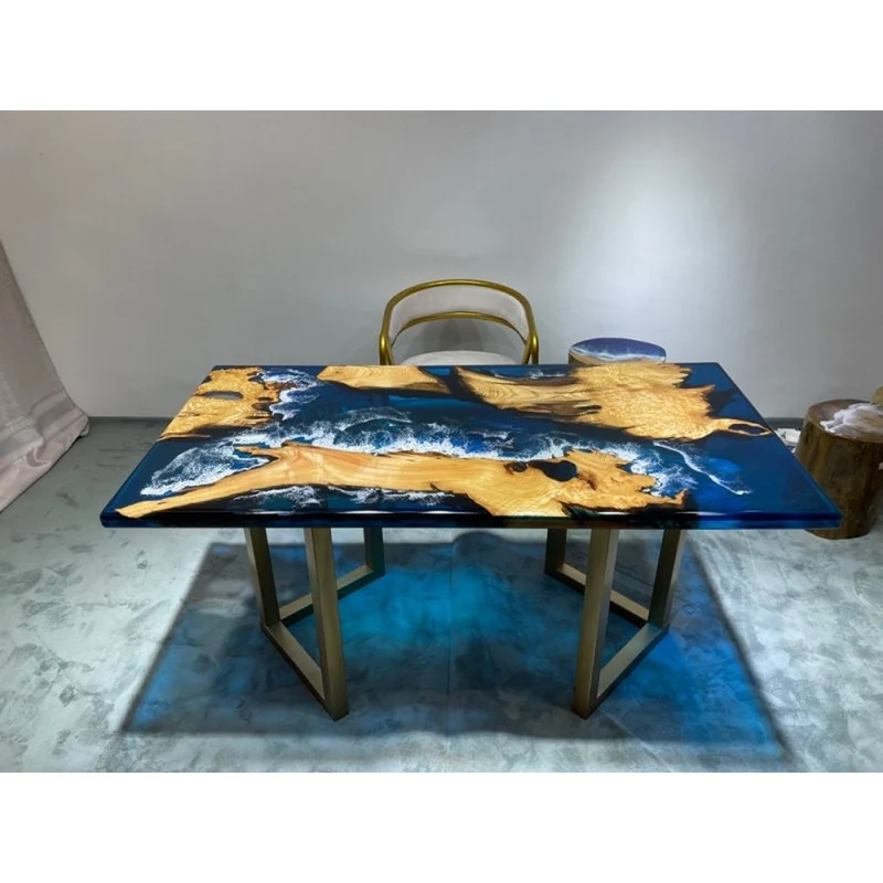 Elevate Solid Camphor Wood Ocean Resin Tabletop