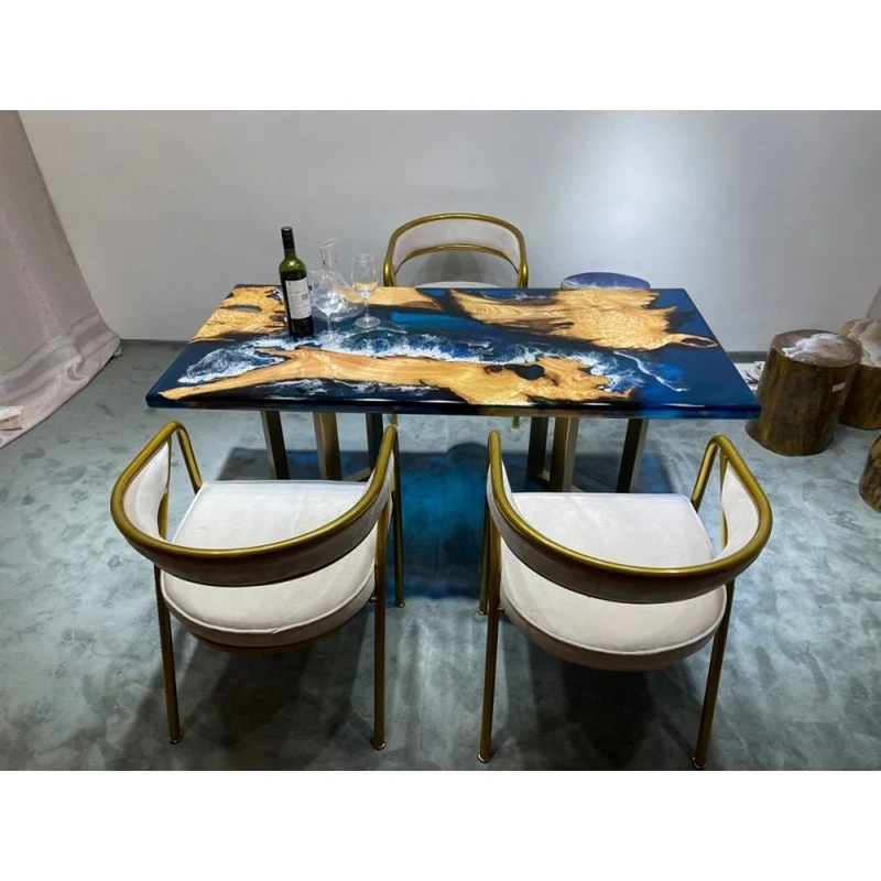 Elevate Solid Camphor Wood Ocean Resin Tabletop