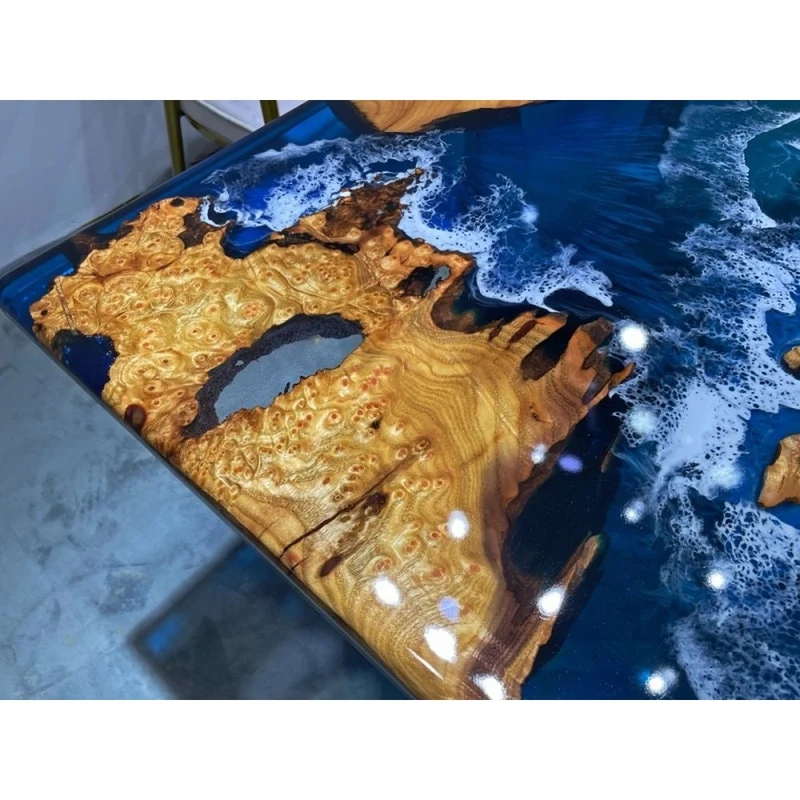 Elevate Solid Camphor Wood Ocean Resin Tabletop