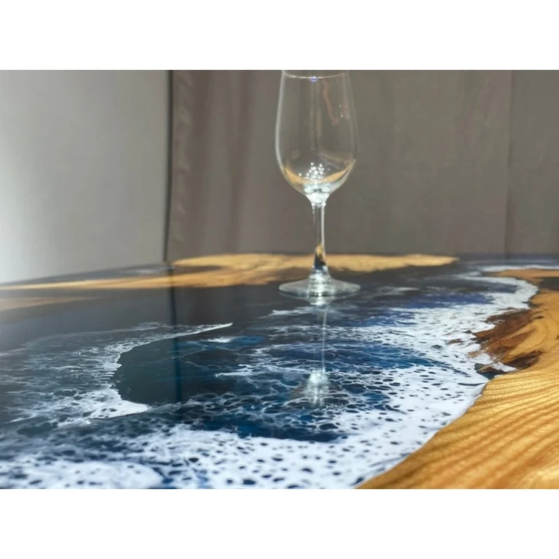 Elevate Solid Camphor Wood Ocean Resin Tabletop