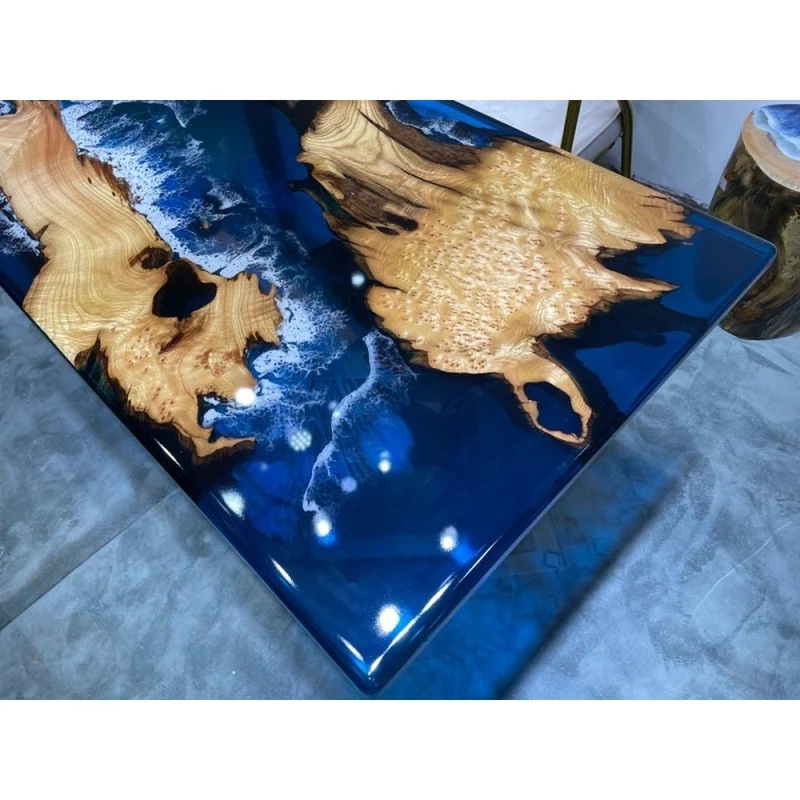 Elevate Solid Camphor Wood Ocean Resin Tabletop