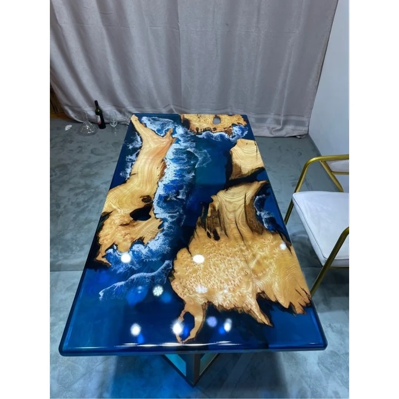 Elevate Solid Camphor Wood Ocean Resin Tabletop