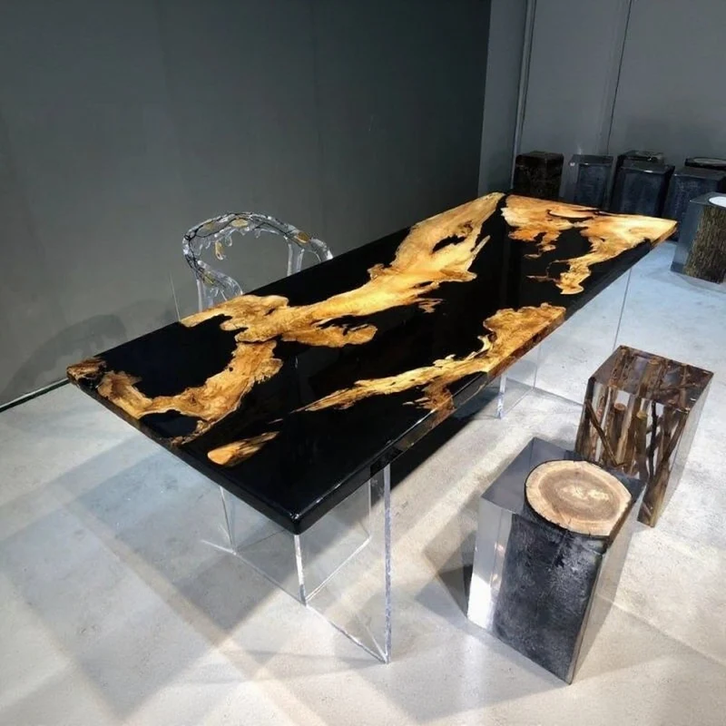 Empress Black Color Resin Table in Contrast Style