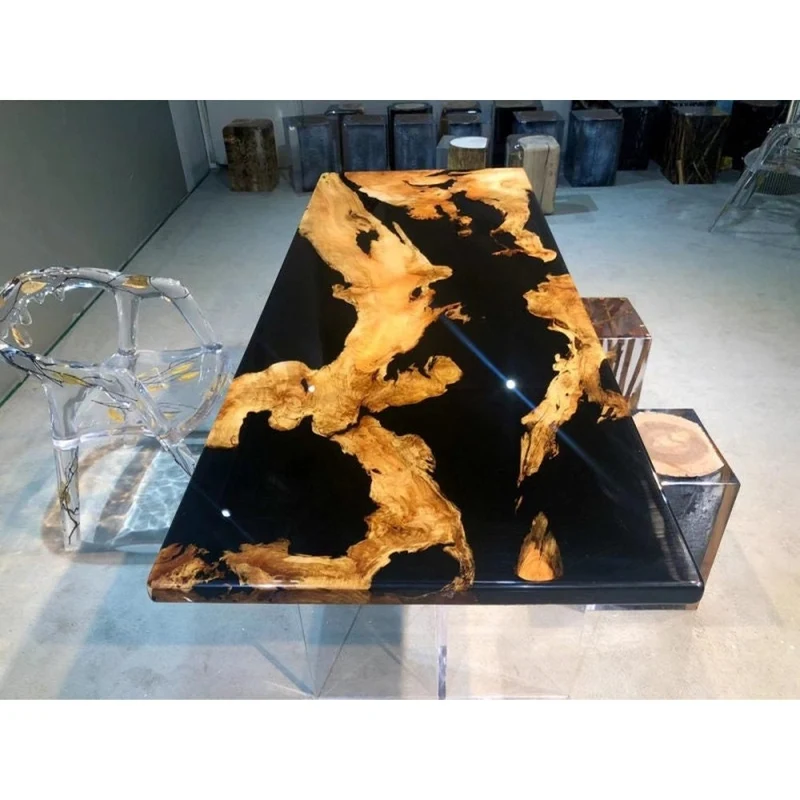 Empress Black Color Resin Table in Contrast Style