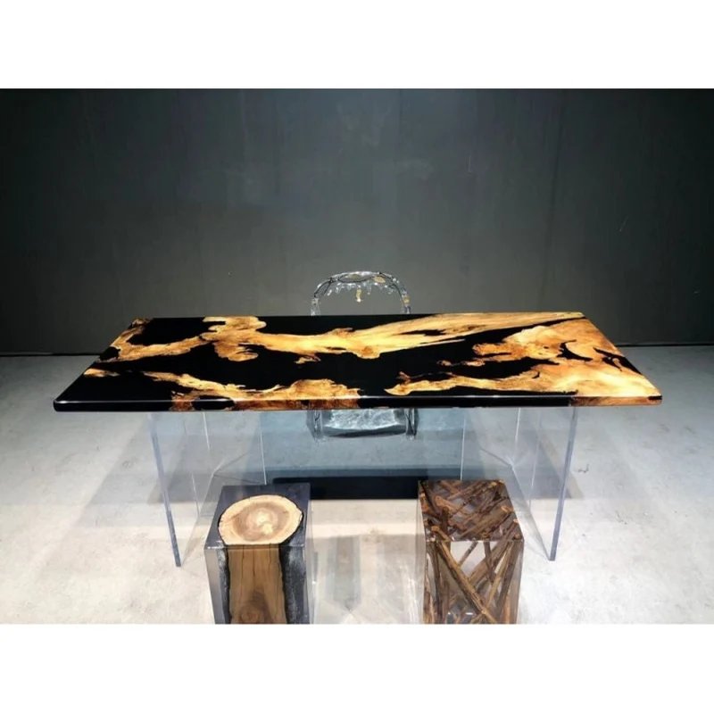 Empress Black Color Resin Table in Contrast Style