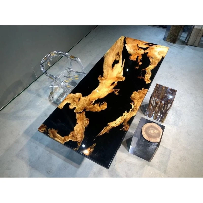 Empress Black Color Resin Table in Contrast Style