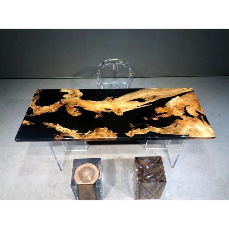Empress Black Color Resin Table in Contrast Style