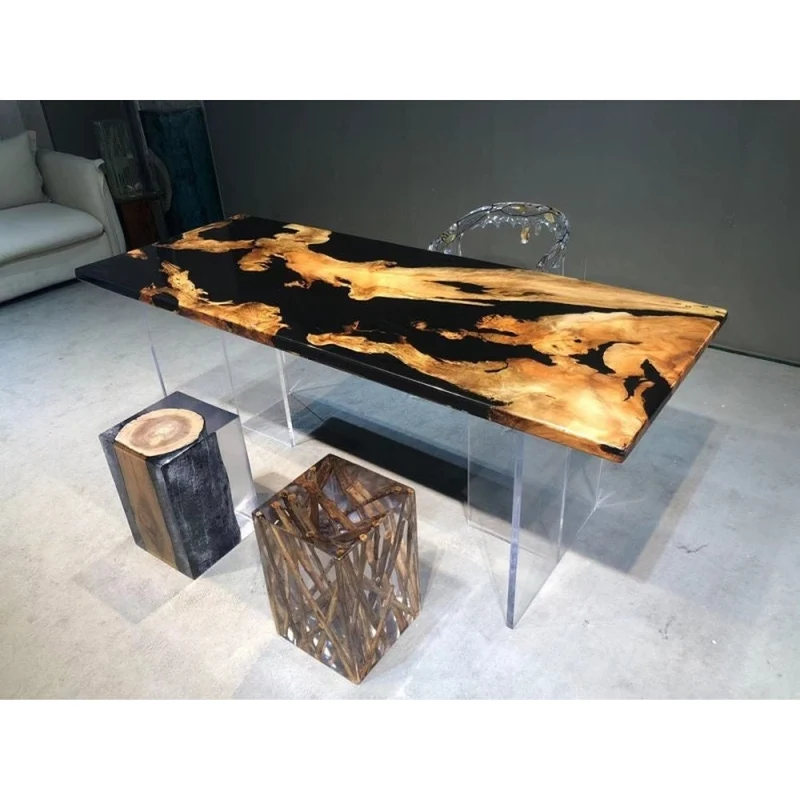 Empress Black Color Resin Table in Contrast Style