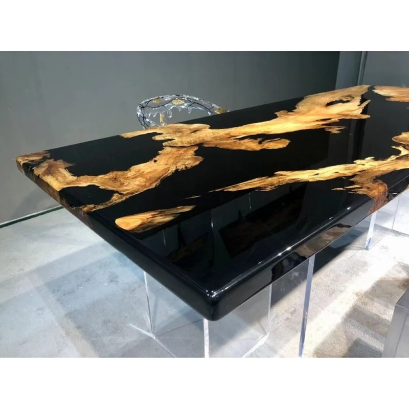 Empress Black Color Resin Table in Contrast Style