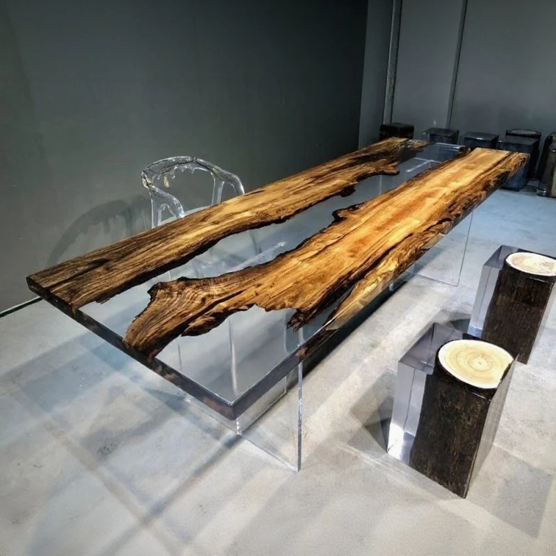 Unique Design Solid Wood Epoxy Table