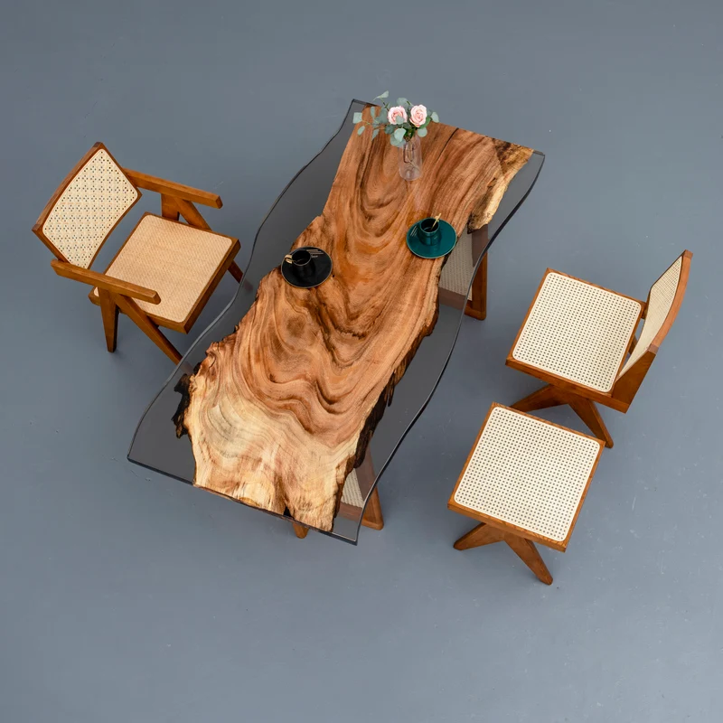 One Piece Single Walnut Wood Epoxy Resin Table