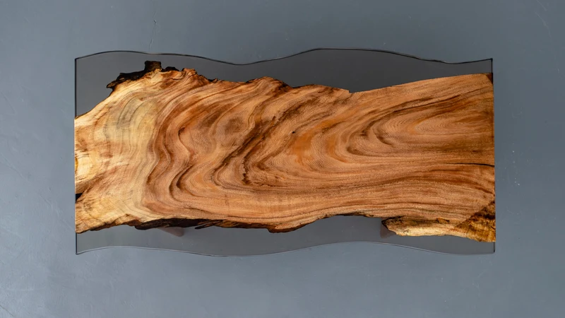One Piece Single Walnut Wood Epoxy Resin Table