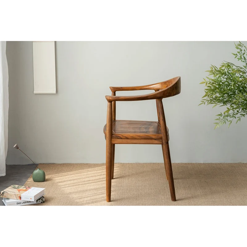 Modern Solid Wood Low Back Arm Dining Chair