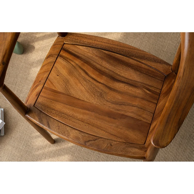 Modern Solid Wood Low Back Arm Dining Chair
