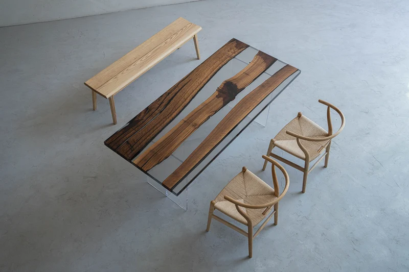 Epoxy Horizon Black Walnut Wood Table