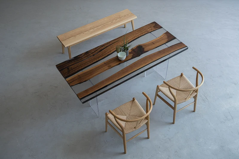 Epoxy Horizon Black Walnut Wood Table