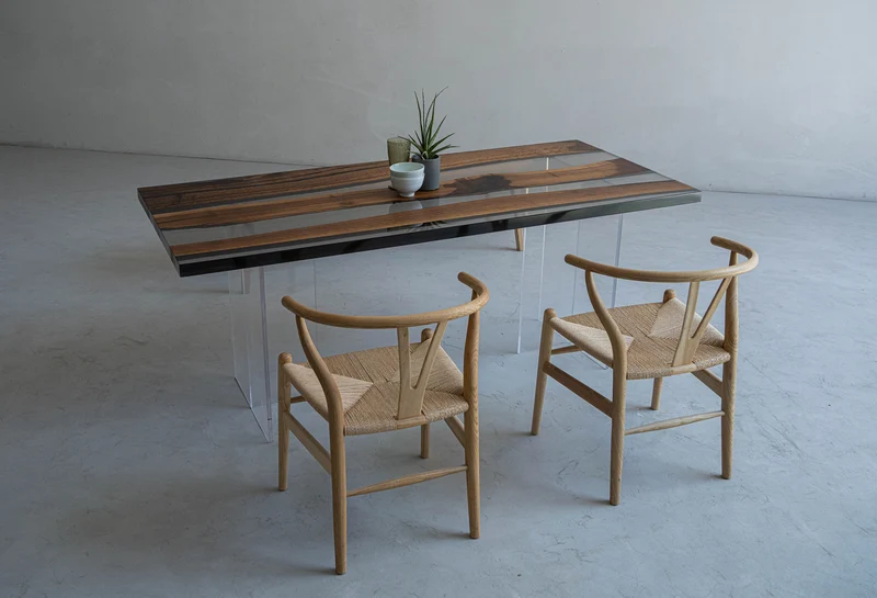 Epoxy Horizon Black Walnut Wood Table