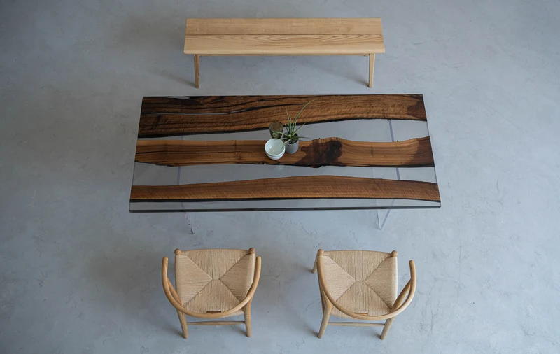 Epoxy Horizon Black Walnut Wood Table