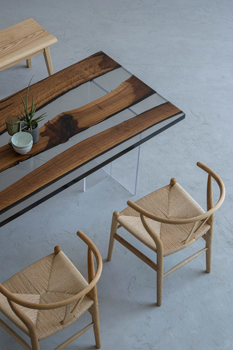 Epoxy Horizon Black Walnut Wood Table