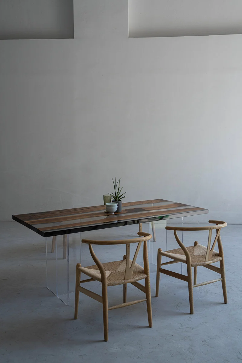 Epoxy Horizon Black Walnut Wood Table