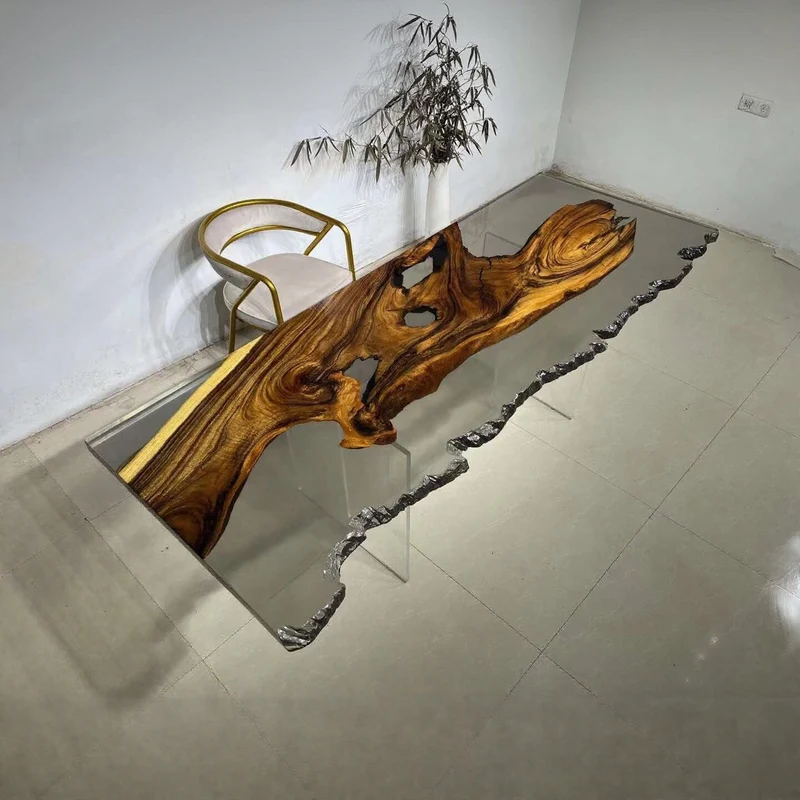 Live Edge Epoxy Resin Dining Table in South American Walnut Wood