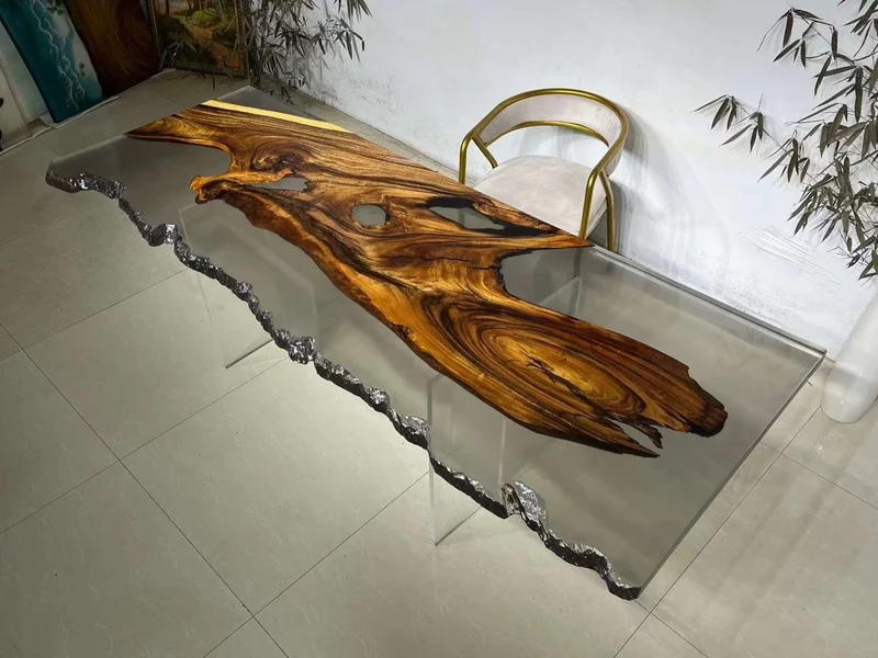 Live Edge Epoxy Resin Dining Table in South American Walnut Wood