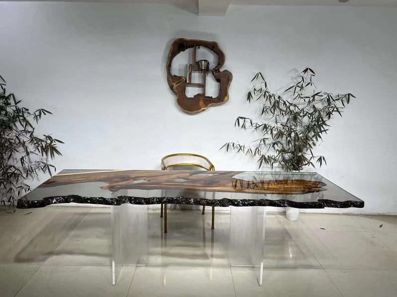 Live Edge Epoxy Resin Dining Table in South American Walnut Wood